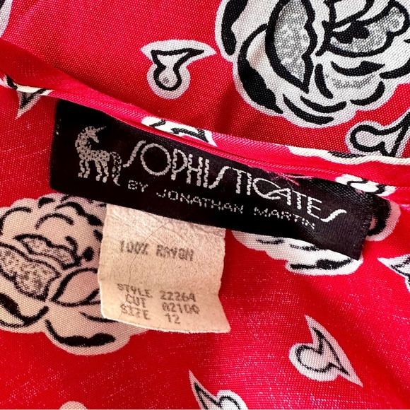 🍄VINTAGE Red Floral Top and Midi Skirt Set - Picture 6 of 7